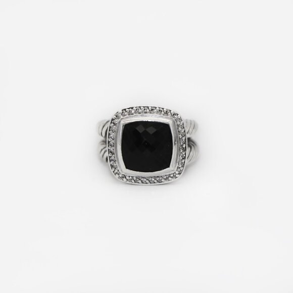 David Yurman 925 Sterling Silver Albion Black Onyx Pave Diamonds Cocktail Ring - Picture 3 of 4
